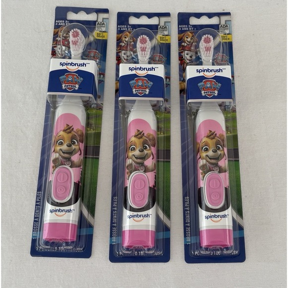 Spinbrush Other - NEW Set of 3 Spinbrush Toothbrush Pink PAW PATROL Rotating Soft Bristles